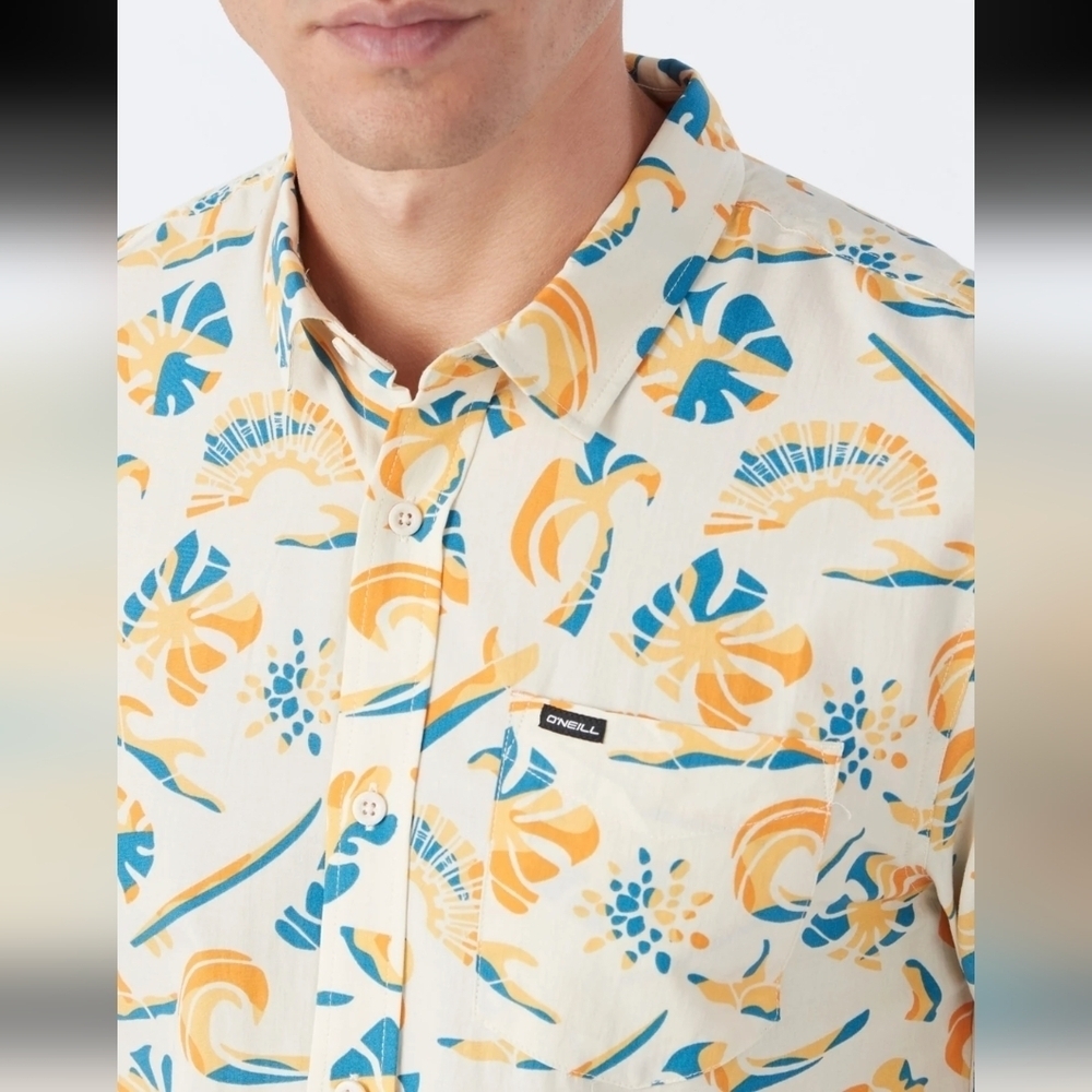 New O'Neill Cotton Shirt Oasis Tropical Short Sleeve Modern Fit  Sz XL or XXL - Picture 6 of 14
